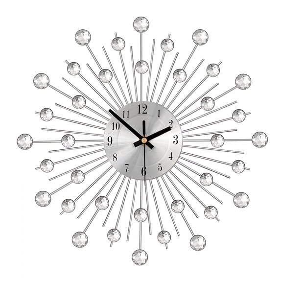 DESIGNICE Craft Metal Rhinestone Wall Clock Modern Silent Clock Hanging Decor for Living Room Bedroom Office