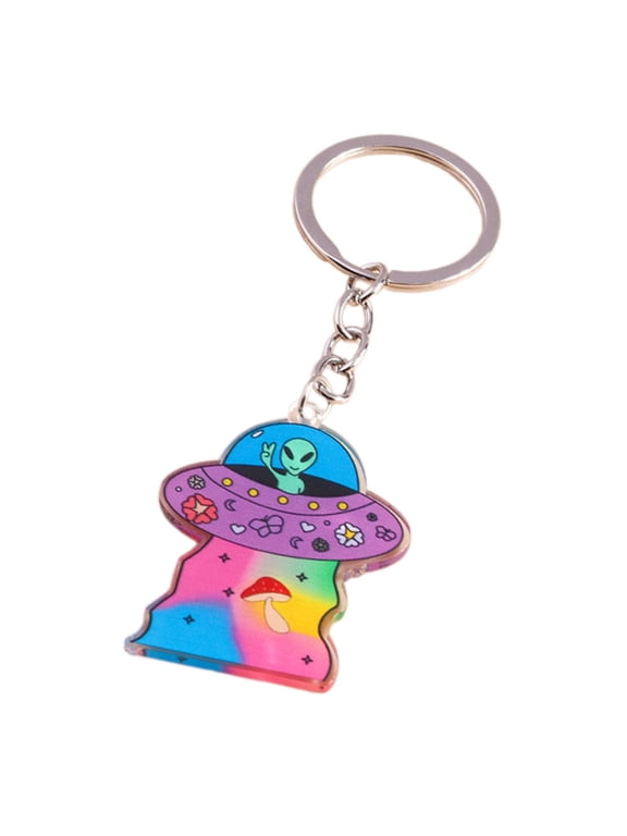Creative Acrylic Alien Craft Keychain Modern Key Rings Accessory Perfect Gift for Sci Fi and Space Enthusiasts