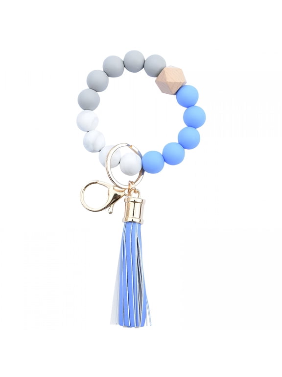 Creative Keychain Bracelet Wristlet Key Ring Beaded Bangle Key Chains for Women Bracelet Keychain