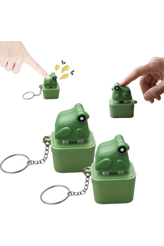 Croaking Frog Keychain, 2/3/4 Pack Recharge Led Keyboard Clicker, Portable Sensory Fidget Toy for Frog Keychain with Sound