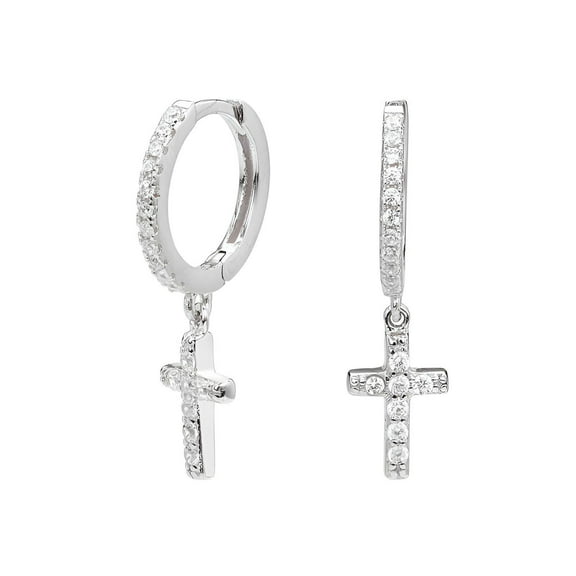 DESIGNICE Cross Earrings,Full of Diamonds Stud Earrings,Zircon Sterling Silver Cross Earrings for Women,Silver