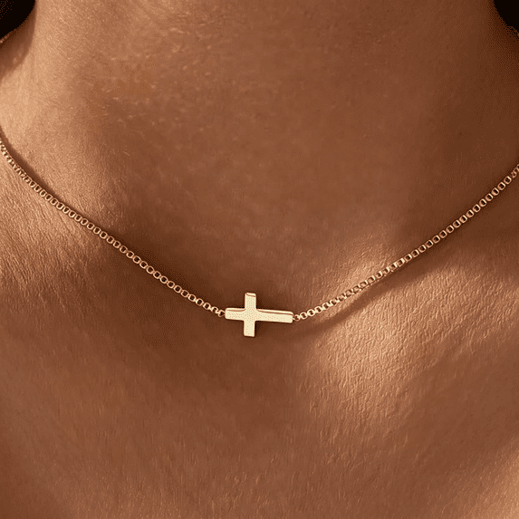 DESIGNICE Cross Necklace for Women,14K Gold Plated Rhinestones Jewelry ...