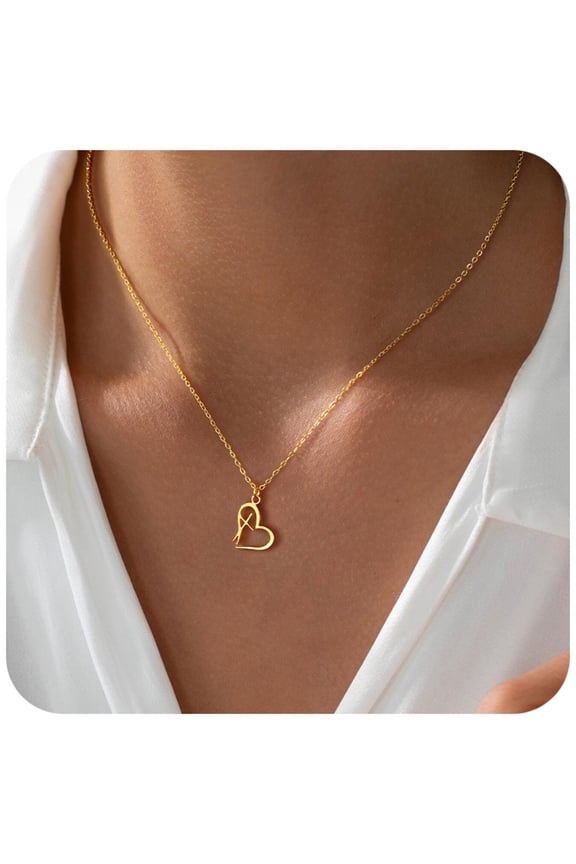 Cross Necklace for Women Dainty Heart Tiny Cross Pendant Choker 14K Gold Plated Simple Chain Necklaces Trendy Jewelry Gift for Women 14K Gold Cross Necklace for Women
