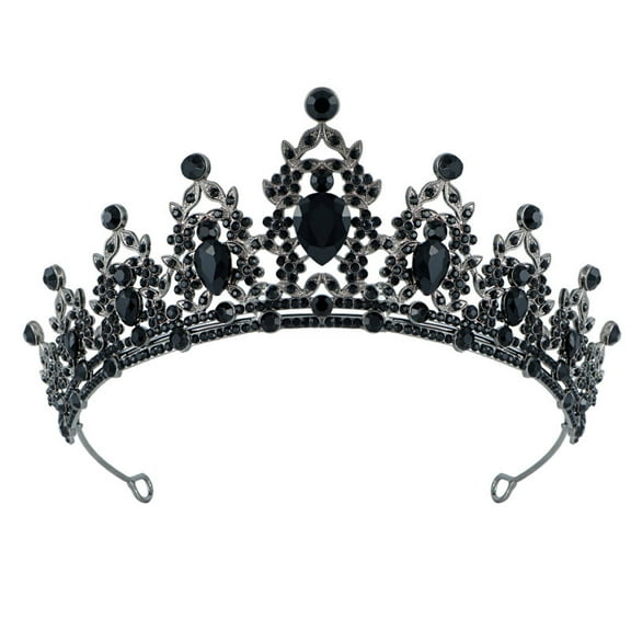 DESIGNICE Crown Alloy Crystal Tiara Tiaras for Women Fashionable Smooth Finish Birthday Crown 6.1x2.2in,Black