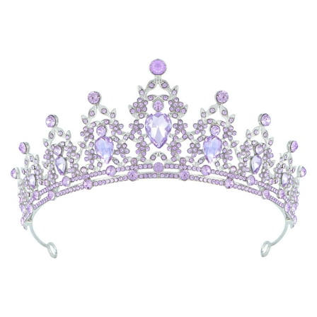 DESIGNICE Crown Alloy Crystal Tiara Tiaras for Women Fashionable Smooth Finish Birthday Crown 6.1x2.2in,Purple