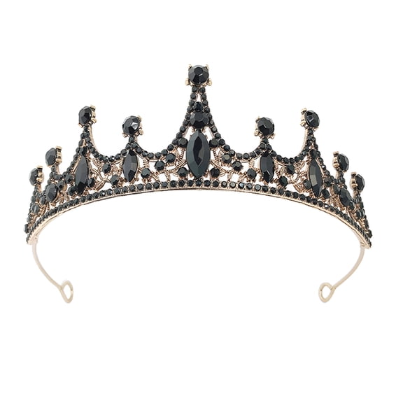 DESIGNICE Crown for Headwear Black Alloy Baroque Style 1Pcs 5.9x5.9x2in
