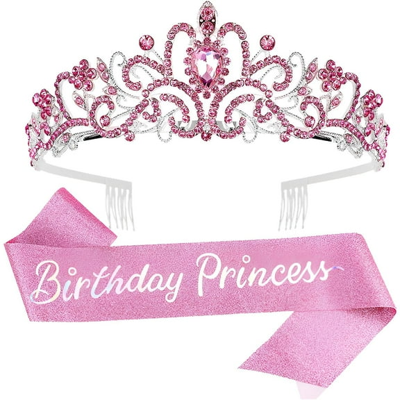 DESIGNICE Crowns for Women,Freshly Structured 3D Effects Birthday Crown,Brightly Glowing Design Finish Birthday Girl Crown,Style1