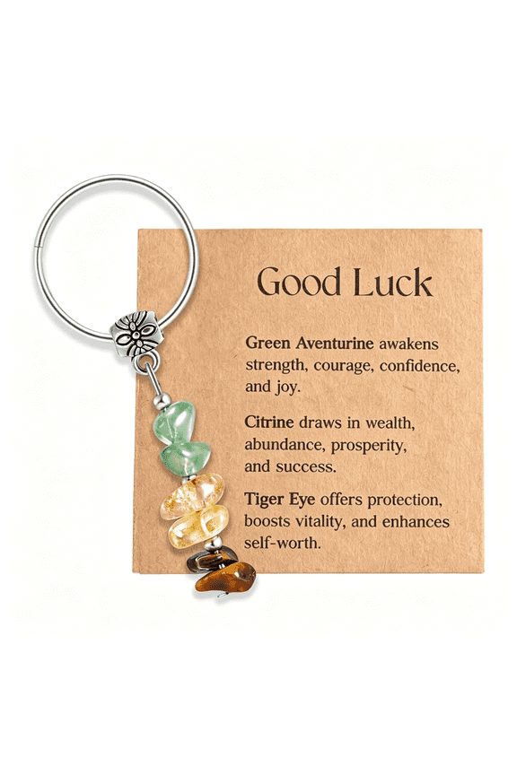 Crystal Keychain Gift for Women,Natural Stone Beaded Key Ring with Card,Cute Bag Charm for Friend,Elegant Crystal Keychain