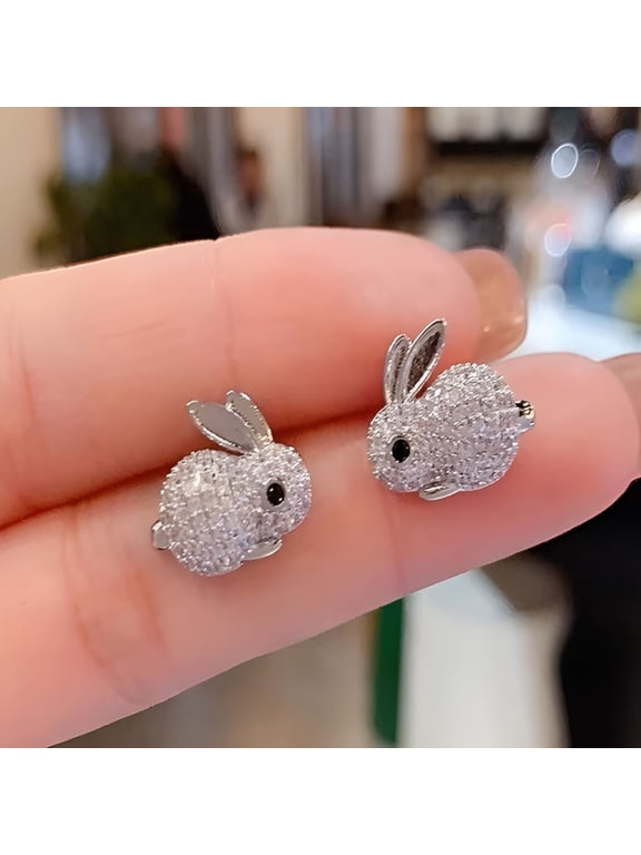 Crystal Rabbit Earring Easter Rabbit Bunny Earring Easter Earrings for Women
