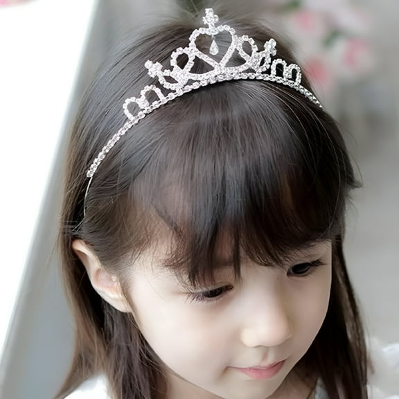 DESIGNICE Crystal Tiara for Girls Silver Flower Rhinestone Crowns Royal Hair Jewelry Decor Vintage Wedding Tiaras Princess Headband Birthday
