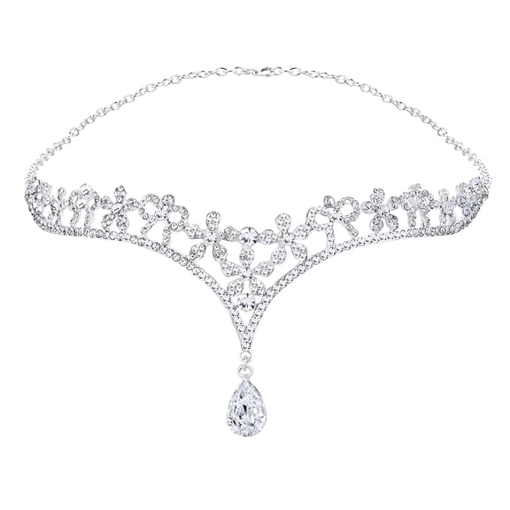 DESIGNICE Crystal Wedding Diadem Headband Bridal Bridesmaid Forehead Band Rhinestone Bridal Tiara Crown