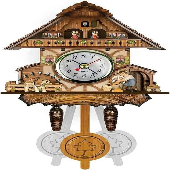 DESIGNICE Cuckoo Clock,Wooden Coo Coo Clock With Pendulum,Vintage Wooden Wall Clock For Living Room Home Kitchen Decor