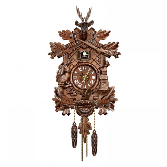DESIGNICE Cuckoo Wall Clock with Chime, Retro Wooden Alarm Clock for Living Room, Home Wall Decor, Classic Cuckoo Clock for Vintage Style and Timekeeping