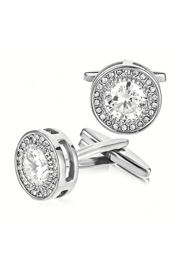 Cufflinks for Men Sliver Diamond Crystal Cuff Sparkle Diamond Sliver Ornate Cufflinks Mens Formal Wedding Business Cufflink Luxurious Gorgeous Cuff Links French Shirt Groom Husband Gifts