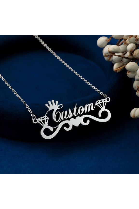 Custom Name with Heart Necklace Stainless Steel Jewelry Personalized Crown Letter Pendant Chains Choker
