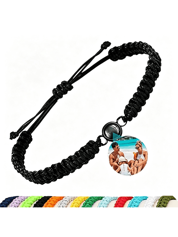 Custom Photo Bracelets,Personalized Circle Projection Bracelet with Picture Inside,Memorial Photo Gifts for Boyfriend Couples,Valentine'S Day,Women'S Id Bracelets