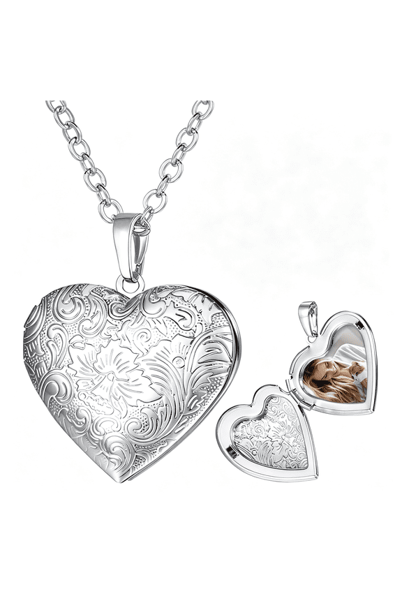 Custom Photo Locket Necklace-Oval&Heart Shaped Locket-Gold/Silver/Rose Gold Personalized Image Necklaces for Women As Custom Memory Keepsake Locket