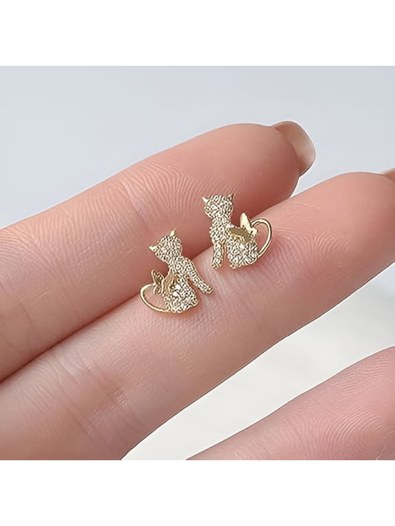 Cute Cat Stud Earrings for Women