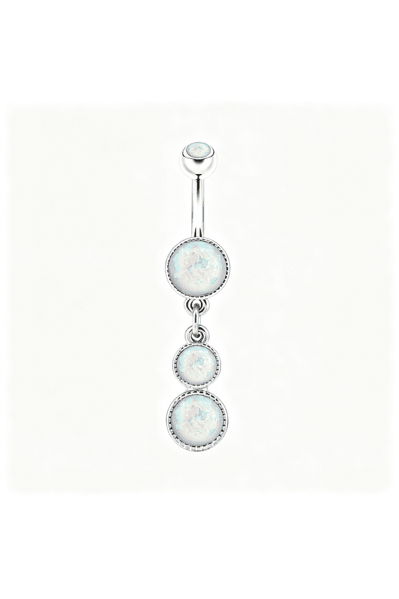 Cute Dangly Opal Belly Button Rings 14g 316L Stainless Steel Dangle Navel Rings for Women Belly Button Piercing Dangling Navel Bar
