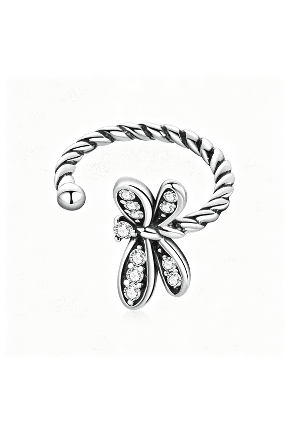 Cute Dragonfly Cartilage Ear Cuffs Earrings 925 Sterling Silver Cz Crystal Fake Huggie Hoop Stud Earring Clip on Tragus Wrap Earring for Women,Elegant Sterling Silver Ear Cuffs 925