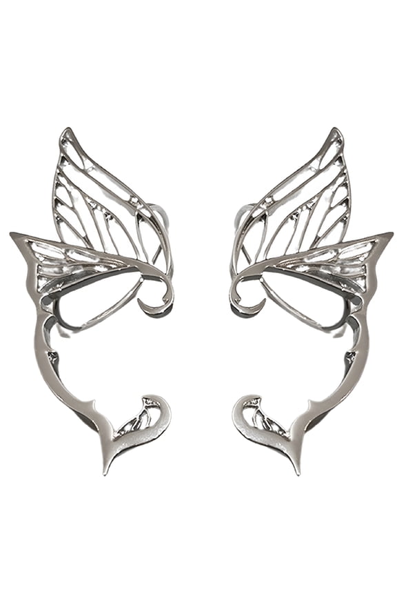 Cute Elf Ear Cuffs Butterfly Ear-Clips Wrap Around Halloween-Cosplay Earrings