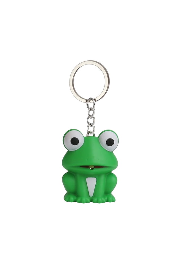 Cute Green Frog Keychain with Light and Sound Keyfob Kids Funny Toy Xmas Gift