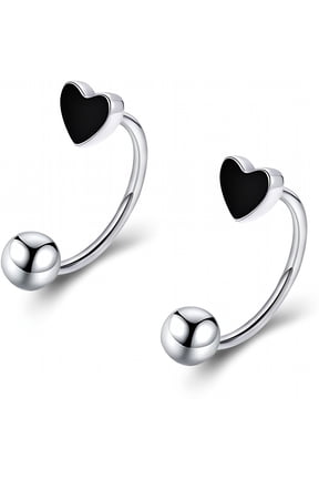 Cute Heart Snake Bite Jewelry,Lip Rings Snake Bites,Horseshoe Tragus Hoop Jewelry for Lip Piercing,Septum Daith Tragus Threaded Body Piercing Ring 8Mm 10Mm 12Mm-2Pcs Black 12Mm