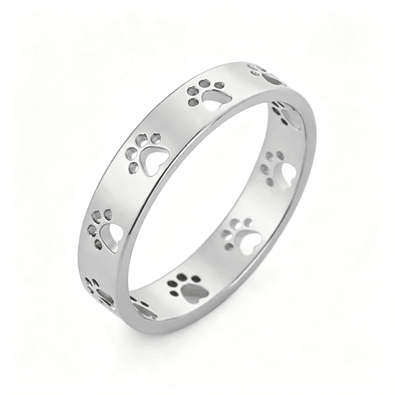 DESIGNICE Cute Paw Print Stacking Rings for Women Men Stainless Steel Pet Lover Ring Dainty Puppy Dog Cat Band Minimalist Promise Engagement Jewelry Comfort Fit Animal Themed for Couples Friends