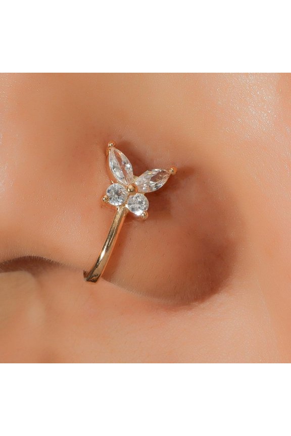 Cz Butterfly Nose Cuff Adjustable Non Piercing Nose Ring Clip on Fake Nose Rings Fake Body Piercing Jewelry Gold Silver Nose Cuff Non Piercing