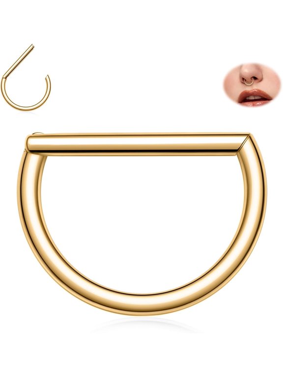 D Shaped Septum Ring Nose Ring Helix Daith Conch Lobe Tragus Rook Piercing Jewelry Cartilage Earring 316L Surgical Steel
