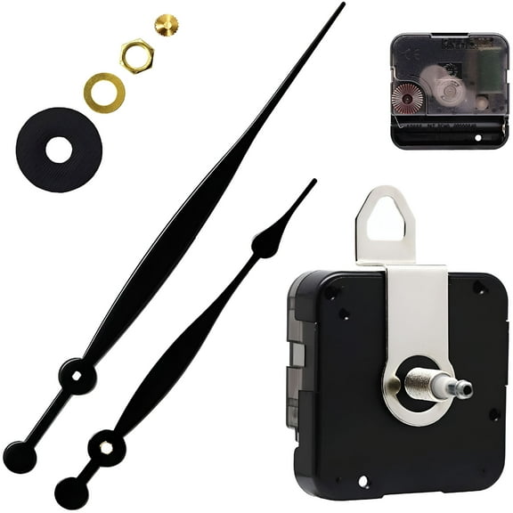DESIGNICE Wall Clock Movement Mechanisms Battery Powered Repair Parts Replacement with 260 mm/ 10.2" Long Spade Hands,3/10" Maximum Dial Thickness,29/32" Total Shaft Length.