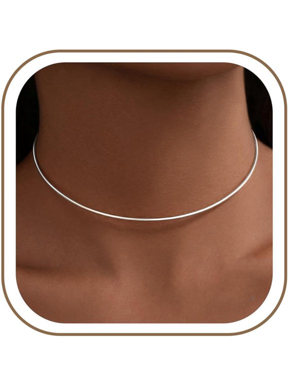 Dainty Choker Necklace for Women,Minimalist Simple Thin Lightweight Collar Choker,14K Gold Plated Stainless Steel,Hypoallergenic Fashion Trendy Jewelry