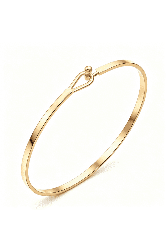 Dainty Gold Bar Bracelet for Women Simple Delicate Thin Cuff Bangle Hook Bracelet 18K Gold Plated Handmade Minimalist Jewelry