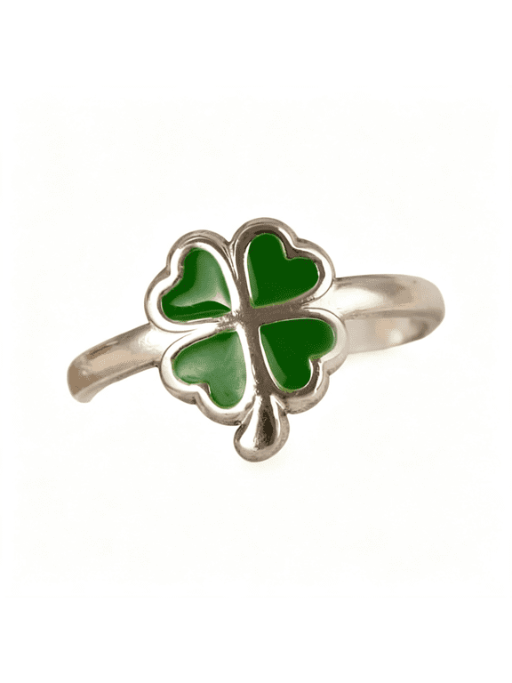 Dainty Green Clover Grass Lucky Clover Leaf Ring St. Patrick'S Festival Irish Holiday Rings Accessories for Women Minimalist Band Ring