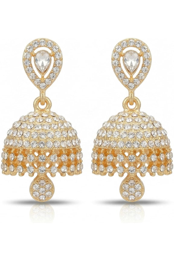Dainty Jhumka Mini Gold Jhumkas Jewelry for Women CZ Bell Teardrop Dangle Drop Earrings Vintage Bohemian Chandelier Traditional Fashion Accessories