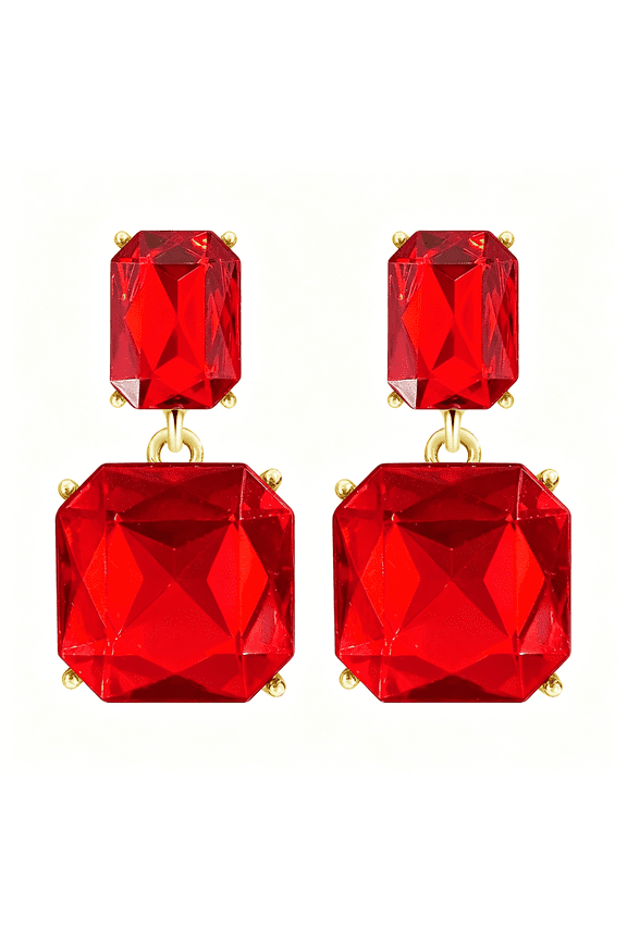 Dainty Transparent Geometric Square Crystal Dangle Drop Earrings Sparkly Rhinestone Rectangle Stud Earrings for Women