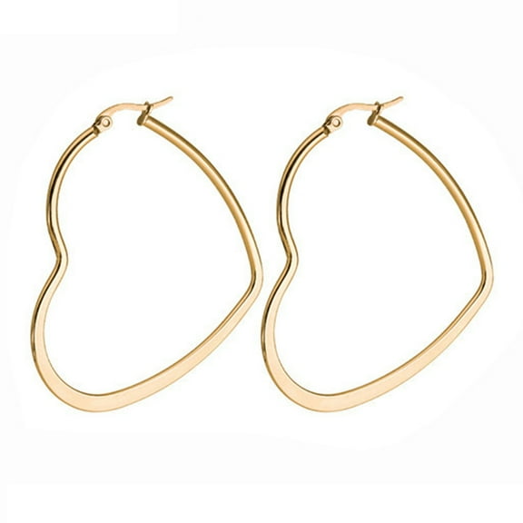 DESIGNICE Dangle Earrings for Women Stainless Steel Heart Earrings Heart Design Earrings for Women Gold Gold 40MM