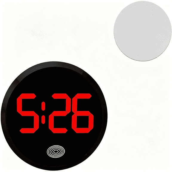 DESIGNICE Dashboard Car Digital Clock, Stick on Led Touch Activated Round Clock, Alloy Luminous Interior Watch Accessories, Fit for Cars, E-Bikes, Study Desks (Red)