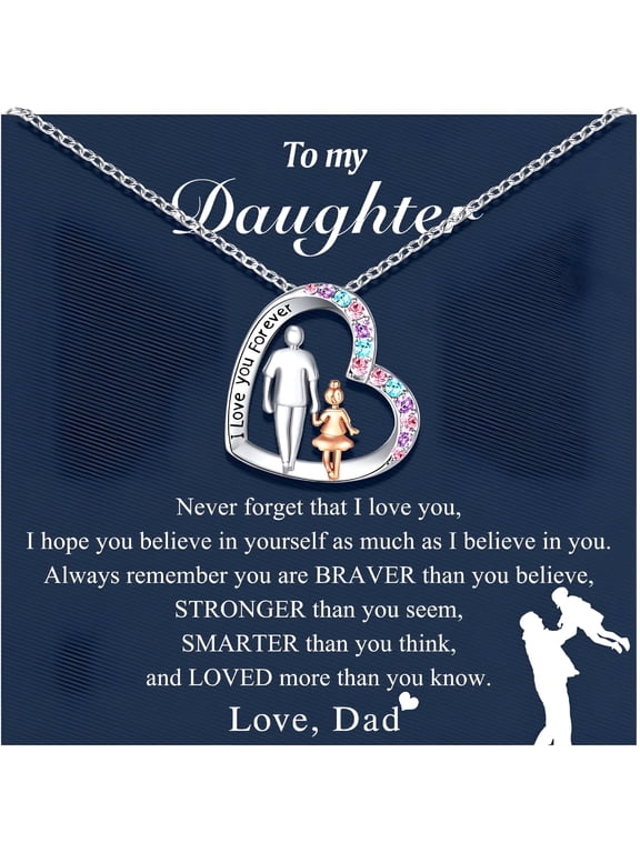 Silver Heart Necklace for Dad&Daughter,0.82" Pendant,18+2" Chain