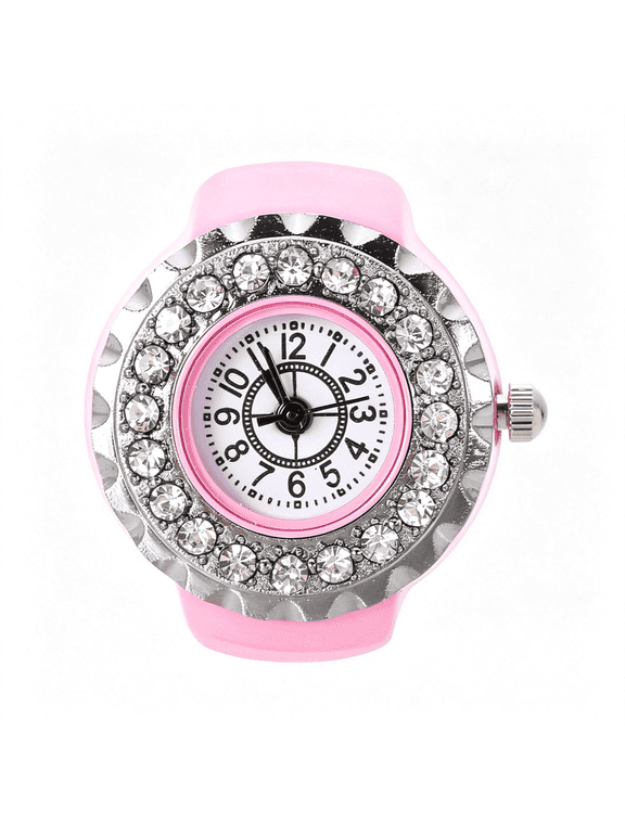 Decorative Finger Ring Watch for Men and Women Elegant Rhinestone Design Unique Charms Simple and Watch Ring