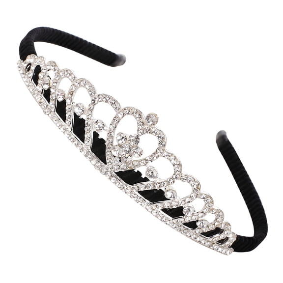 DESIGNICE Decorative Peach Heart Tiara Crown White Alloy 1 Piece for Girls Special Occasions and Events