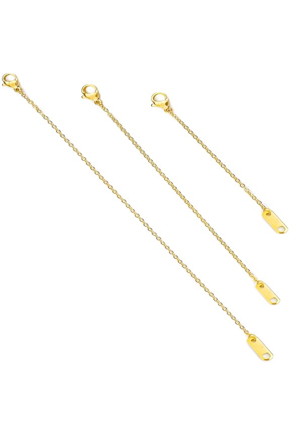 18K Gold Plated Necklace Extenders Delicate Necklace Extender Chain Set for Women 3 Piece Set,Extensions 2",4",6" Inches Hypoallergenic in Gold,Rose Gold,Or Silver