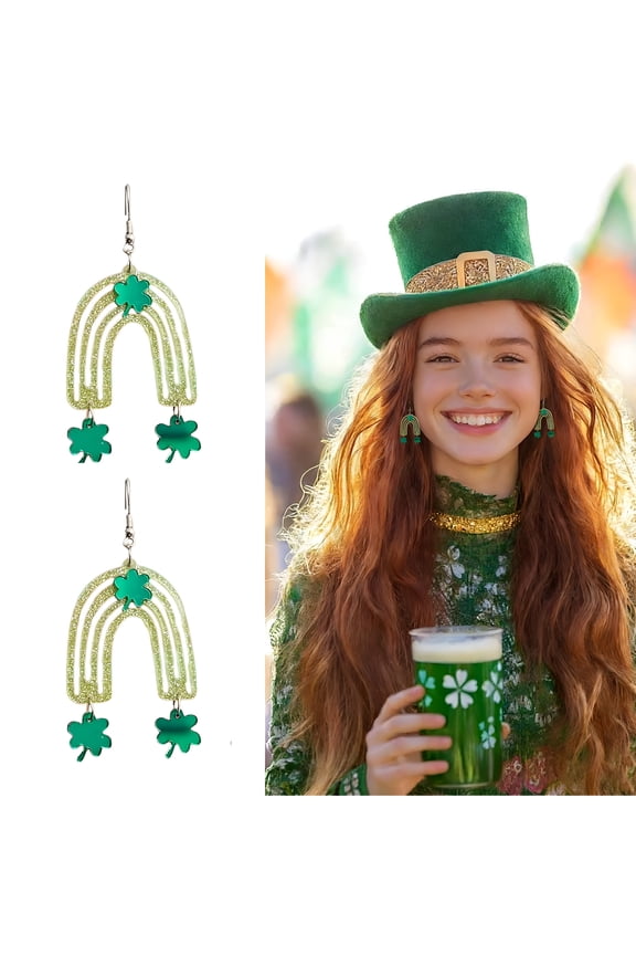 St Patricks Day Earrings,Symbol of Lucky Clover Ear Ringswomen,Bring Good Luck on St. PatrickS Day Dangle Earrings Clover Earrings,Green,