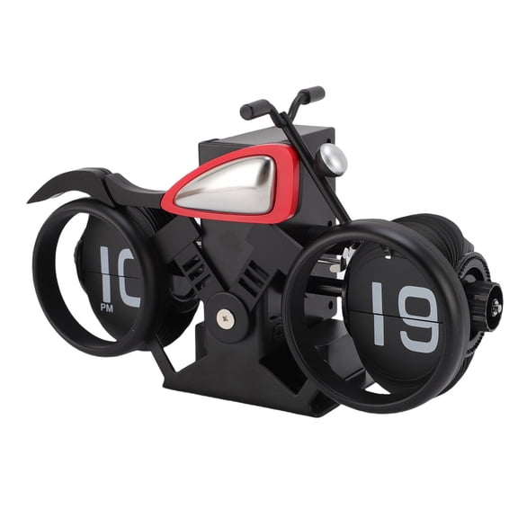 DESIGNICE Desktop Flip Clock Retro Motorcycle Shaped with Timing/Reminding Function, Mechanical Desk Clock for Home Office, Stainless Steel, 9.06" (23Cm)