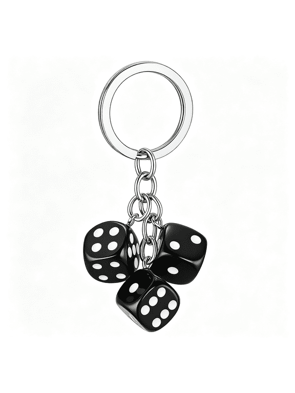 Dice Keychain,Cool Keychains Bag Charms for Women | Lucky Key Chains with Silver Button Gifts for Friends Girls Family Classmates Girlfriend Dice Keychain