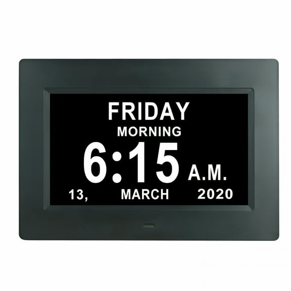 DESIGNICE Digital Day Clock for Seniors, 7 Inch Extra Large Display with 12 Alarms, Full Date Calendar for Dementia & Memory Loss