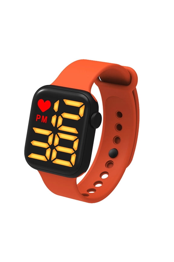 Digital Watch,Led Backlight Digital Watch Men,Waterproof Watch Multi-Sport Functionality Flow Magazine,Orange