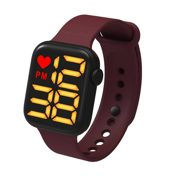 DESIGNICE Digital Watch,Waterproof Sports Watch Digital Watch Men,Led Backlight Multi-Function Mode Flow Magazine,Wine Red