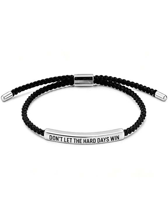 Dont Let The Hard Days Win Bracelet Adjustable Titanium Motivational Inspirational Anxiety Relief Wrap Bracelet For Women Men Handmade Braided Encouragement Gift Jewelry For Mother's Day