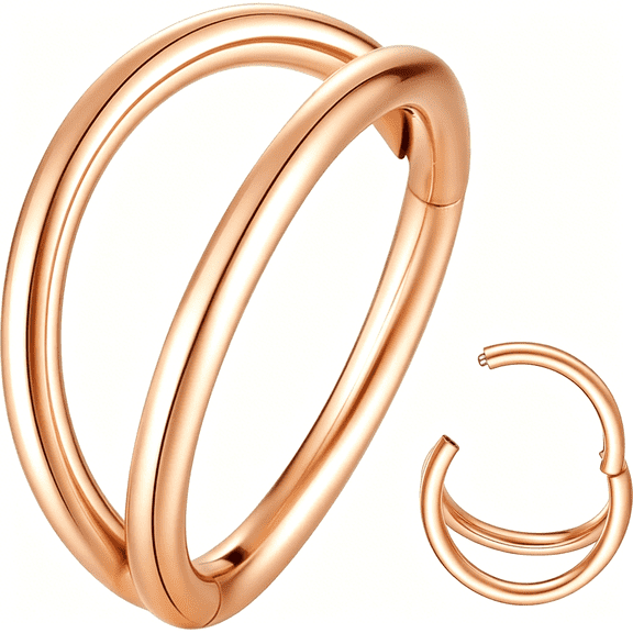 DESIGNICE Double Hoop Nose Ring 18G 16G 316L Surgical Steel Cartilage Earring Septum Jewelry Seamless Hinged Clicker Segment Ring Conch Daith Tragus Helix Rook Piercing Earring Lip Ring